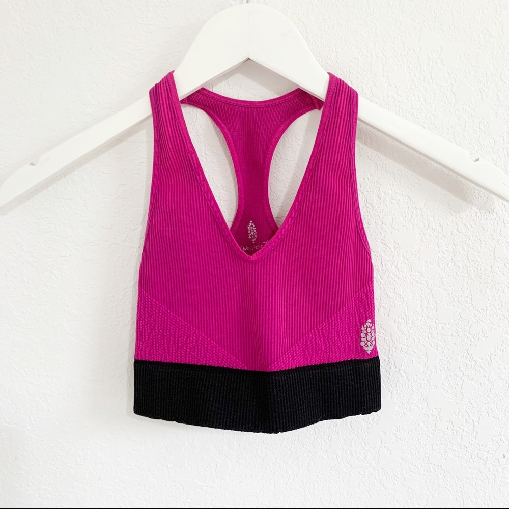 NWOT Free People Ribbed Stretch Pink Sports Bra XS/S